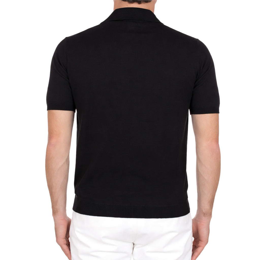 Alpha Studio Cotton Polo Shirt Black — view 2