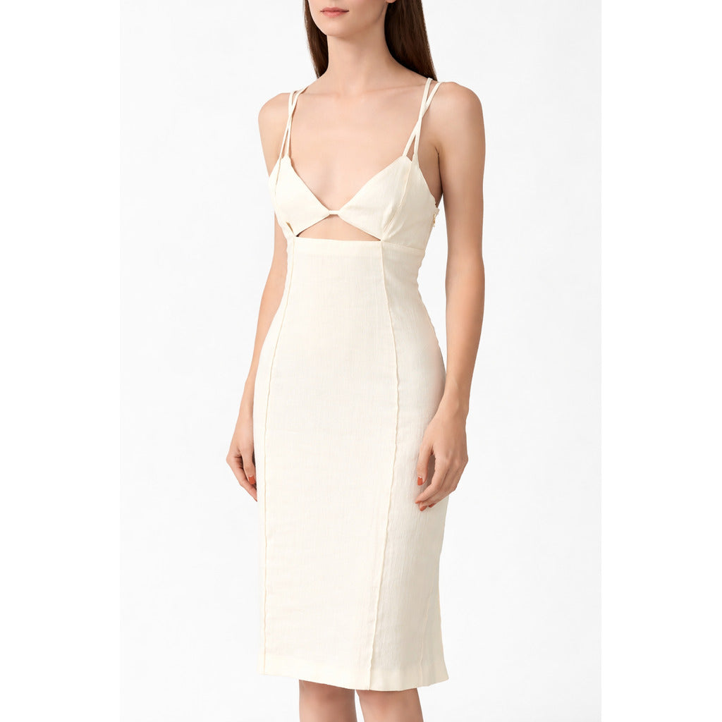 Patrizia Pepe Dress Linen Beige — view 5