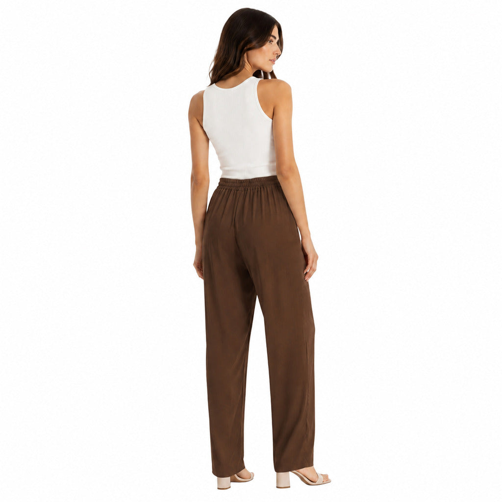 Dolce & Gabbana Silk Pantalone Con Couisse Brown — view 2