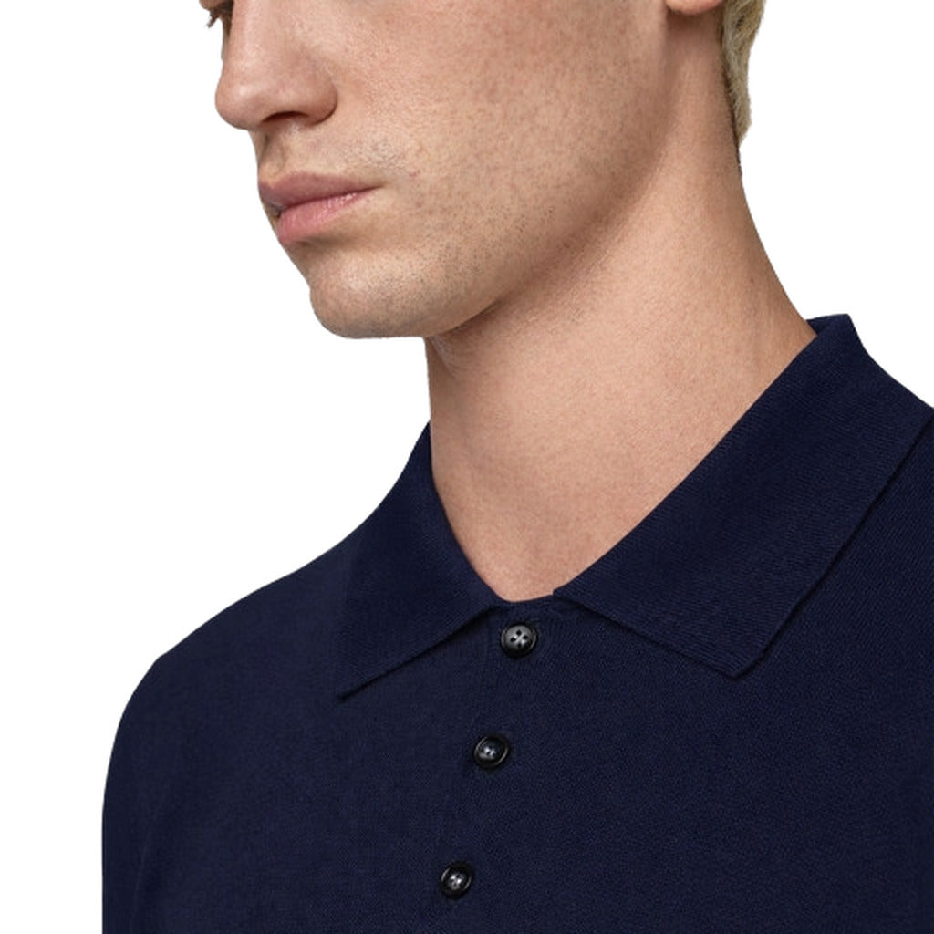 Alpha Studio Cotton Polo Shirt Blue — view 3