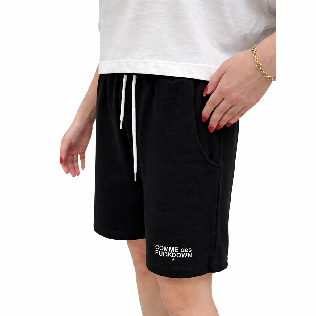Comme Des Fuckdown Shorts Neri Logo Ricamato Black — view 2
