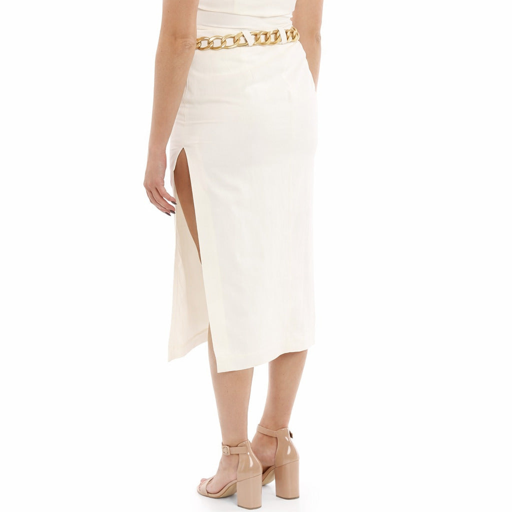 Patrizia Pepe Skirt Linen Bianca White — view 3