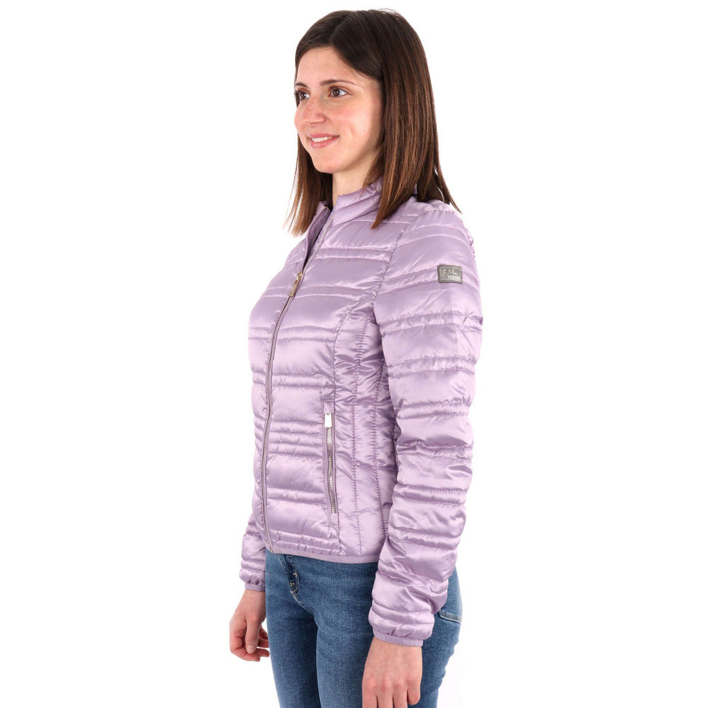 Yes Zee lightweight quilted short down jacket purple
