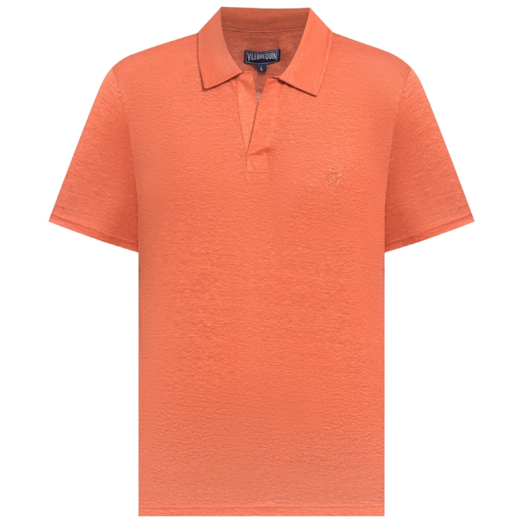 Vilebrequin Linen Polo Arancione Abricot