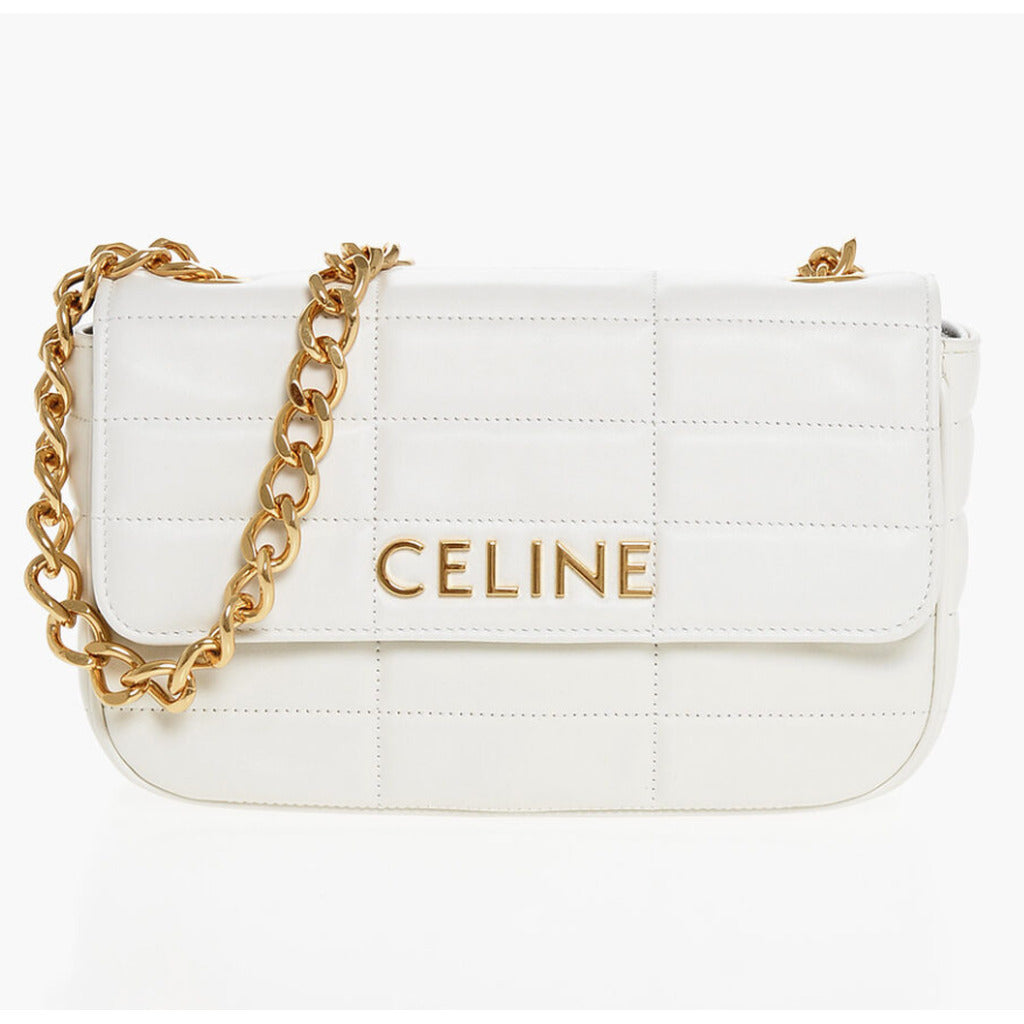Celine Calfskin Céline Quilted Bag White