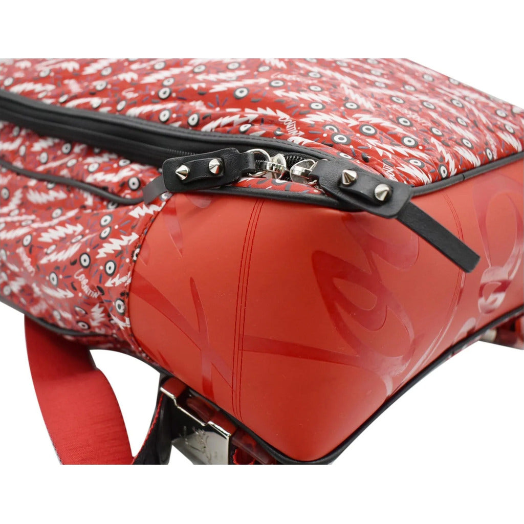 Louboutin Nylon Graphic-Print Woven Backpack Red — view 6