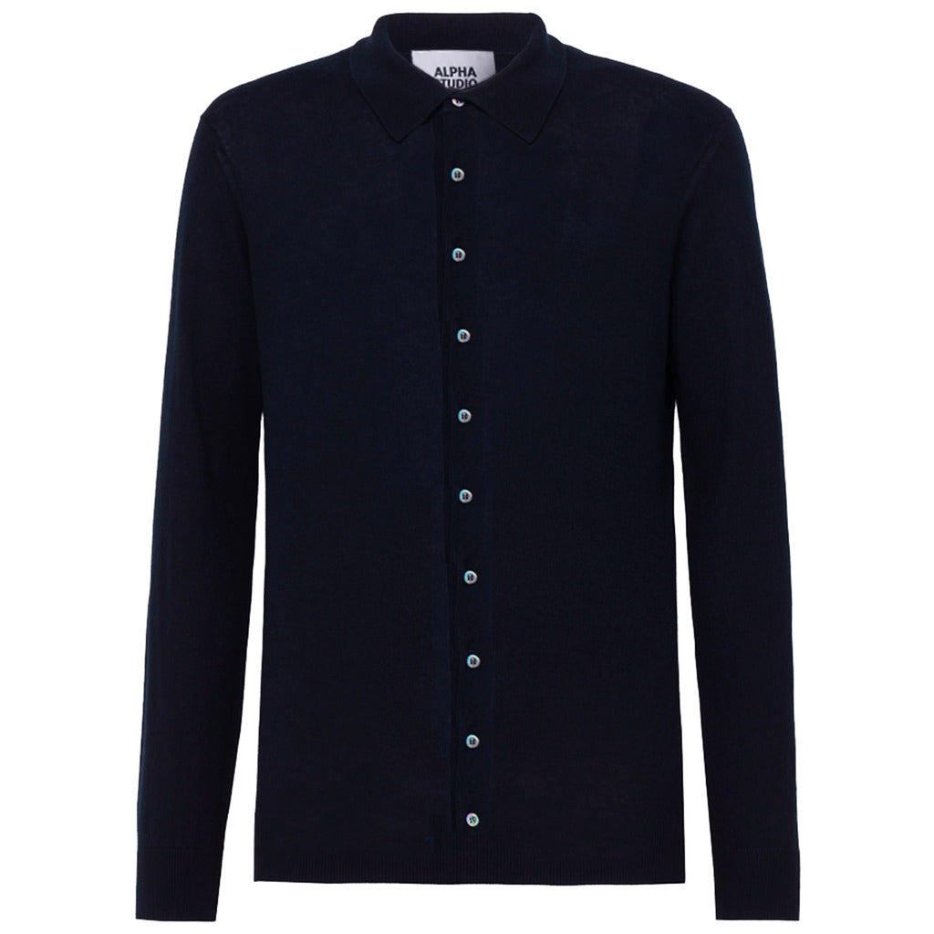 Alpha Studio Cotton Shirt Blue Notte