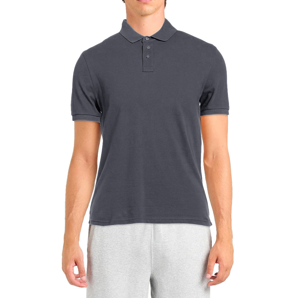 Alpha Studio Cotton Polo Shirt Midnight Blue Grey — view 3