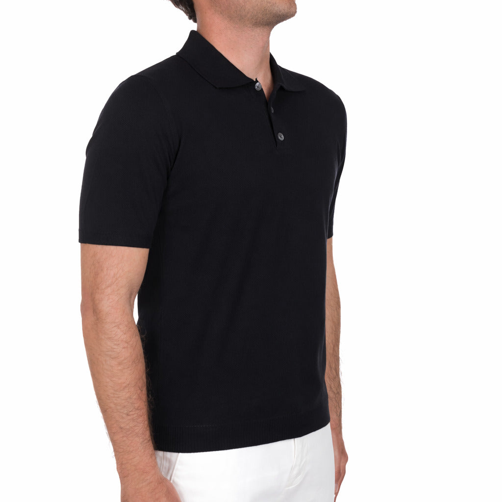 Alpha Studio Cotton Polo Shirt Black — view 3