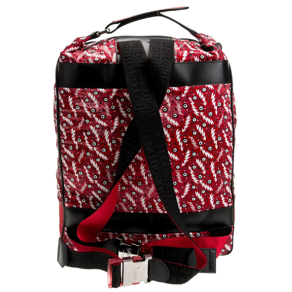 Louboutin Nylon Graphic-Print Woven Backpack Red — view 2