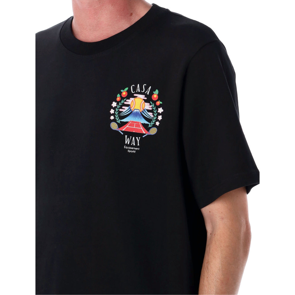 Casablanca Cotton T-Shirt Casa Way Mountain Black — view 5