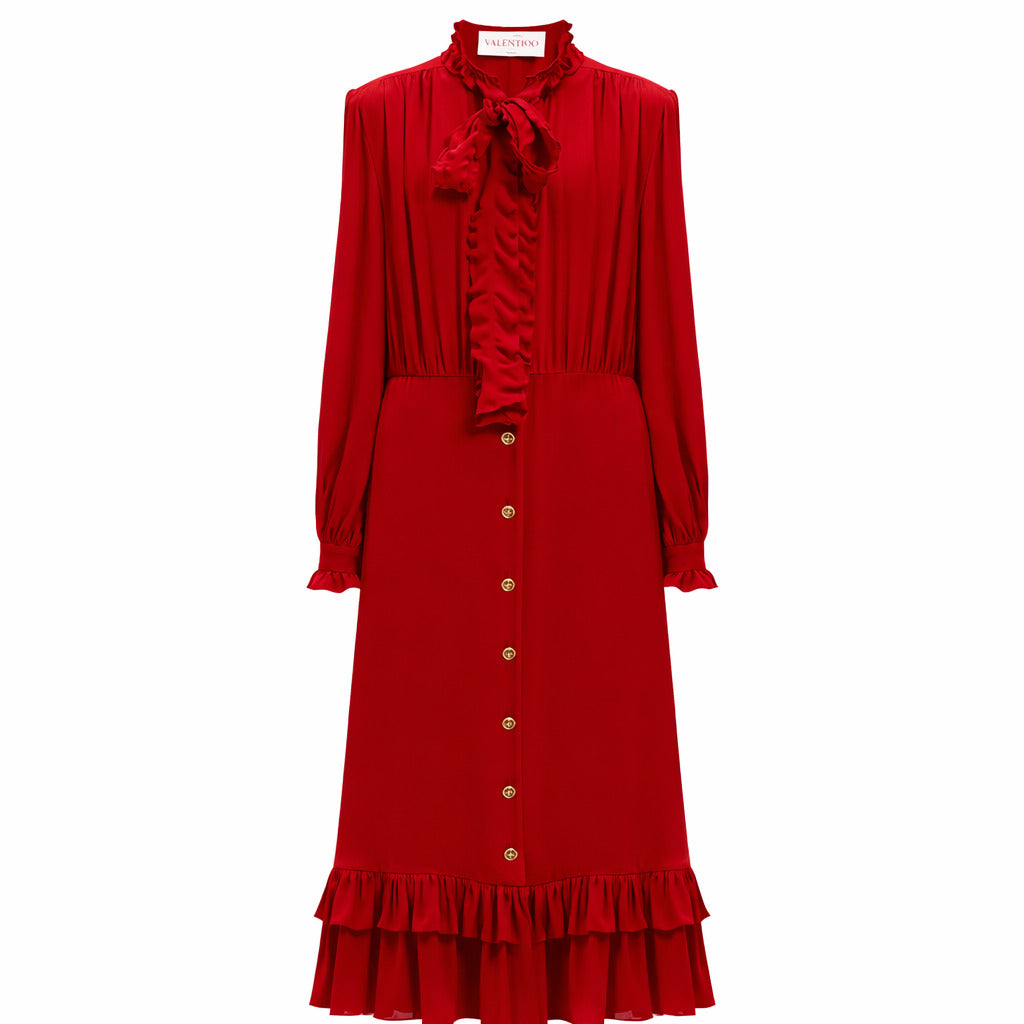 Valentino Garavani Silk Dress Red