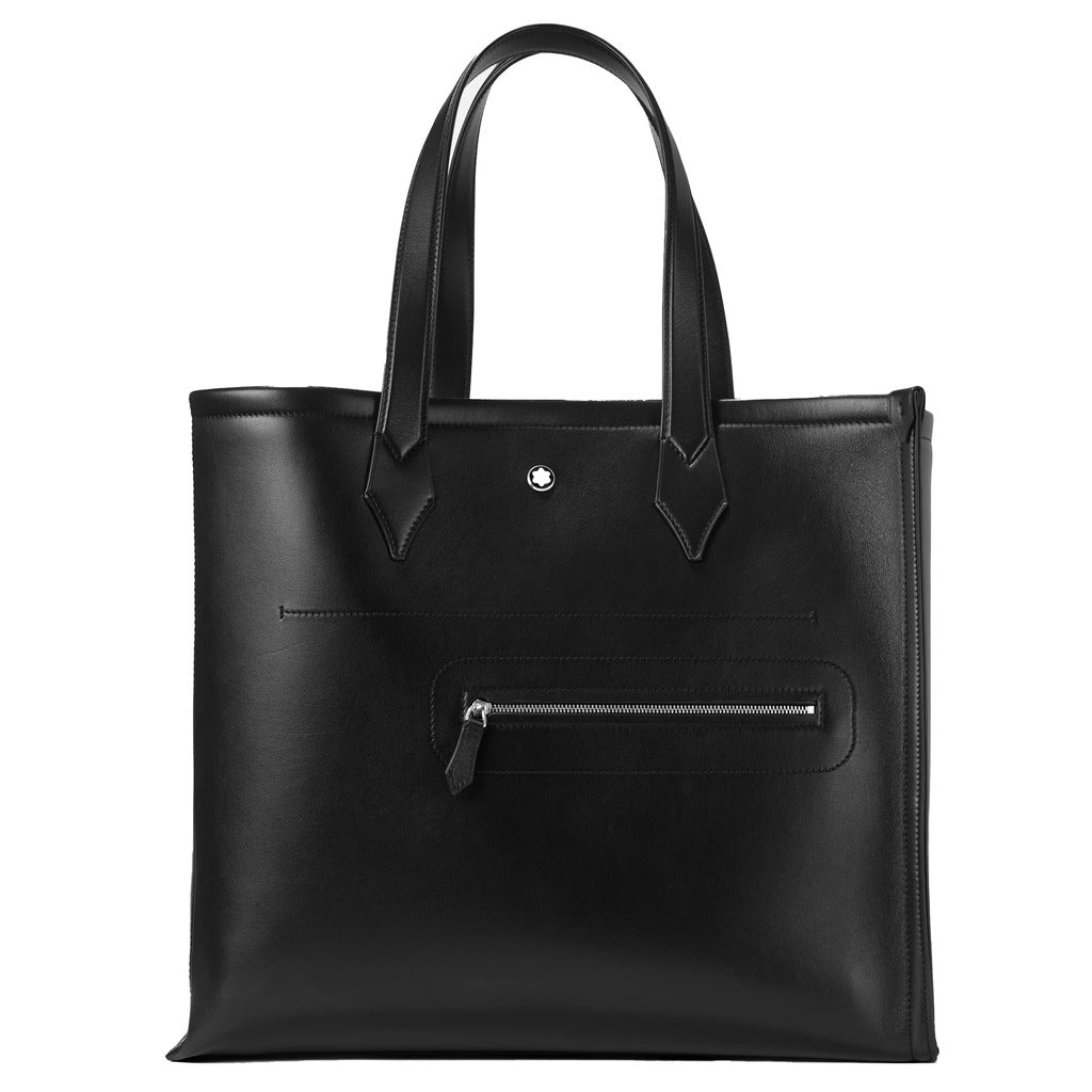 Montblanc Leather Tote Bag In Pelle Black