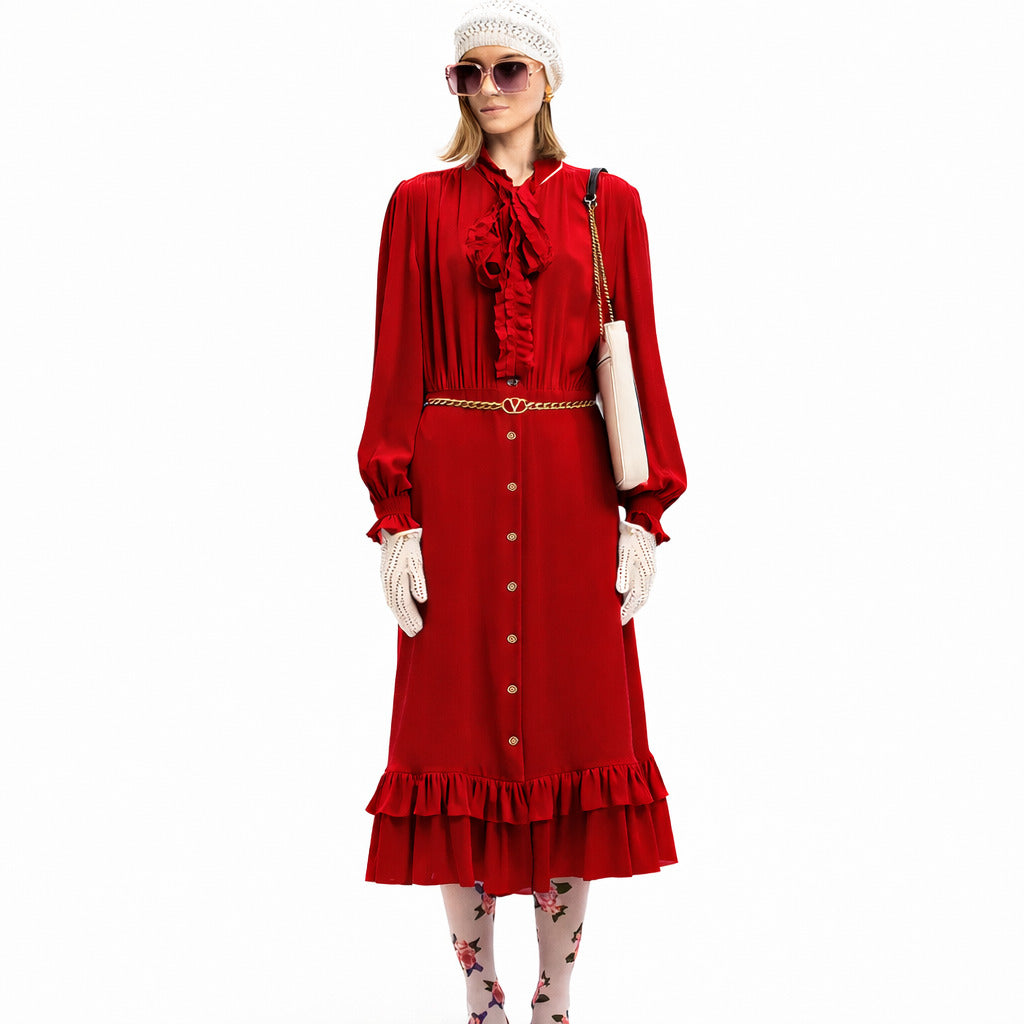 Valentino Garavani Silk Dress Red — view 2