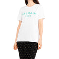 Balmain Cotton T-Shirt  Paris Teal White