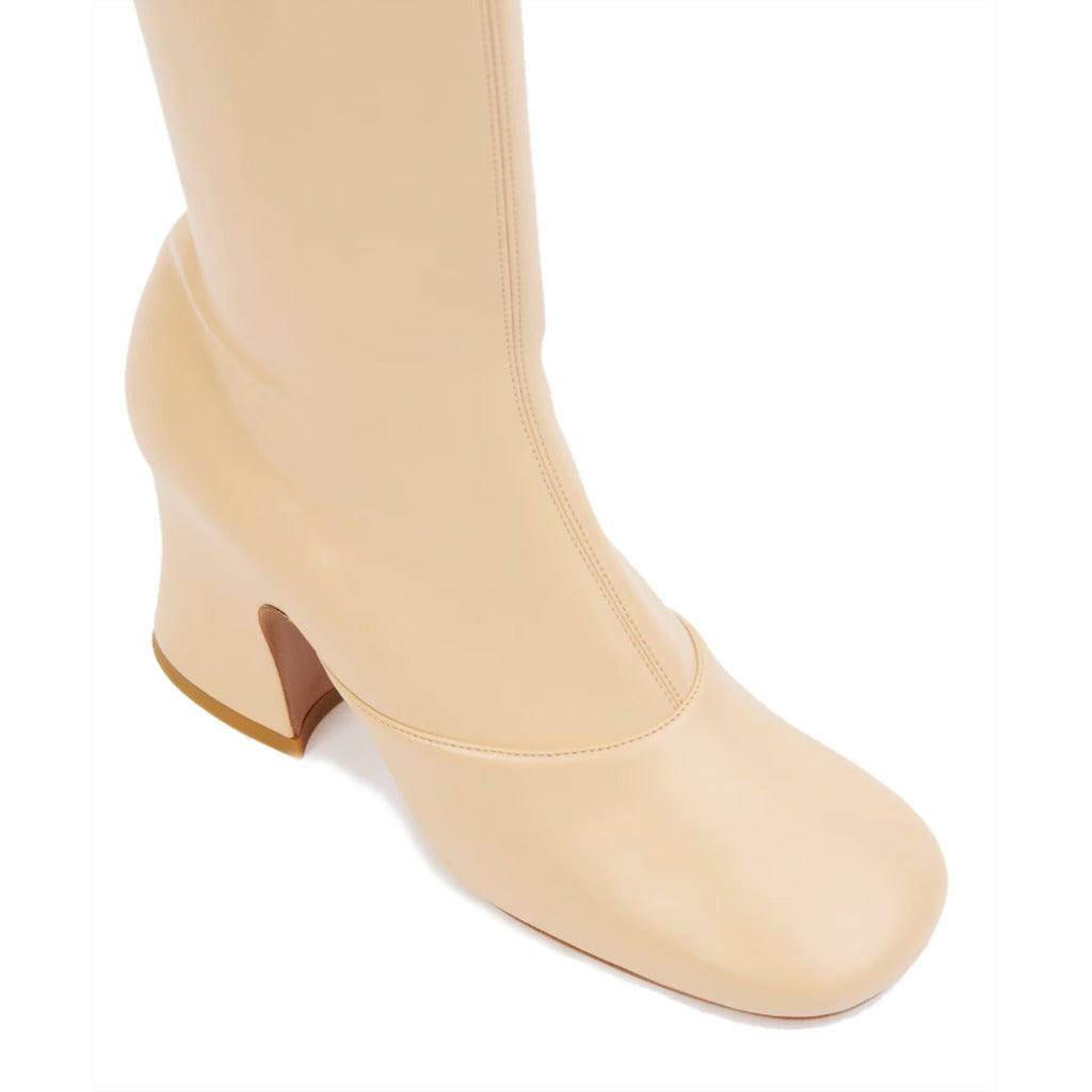Chloè Leather Janis Heeled Boot Beige — view 4