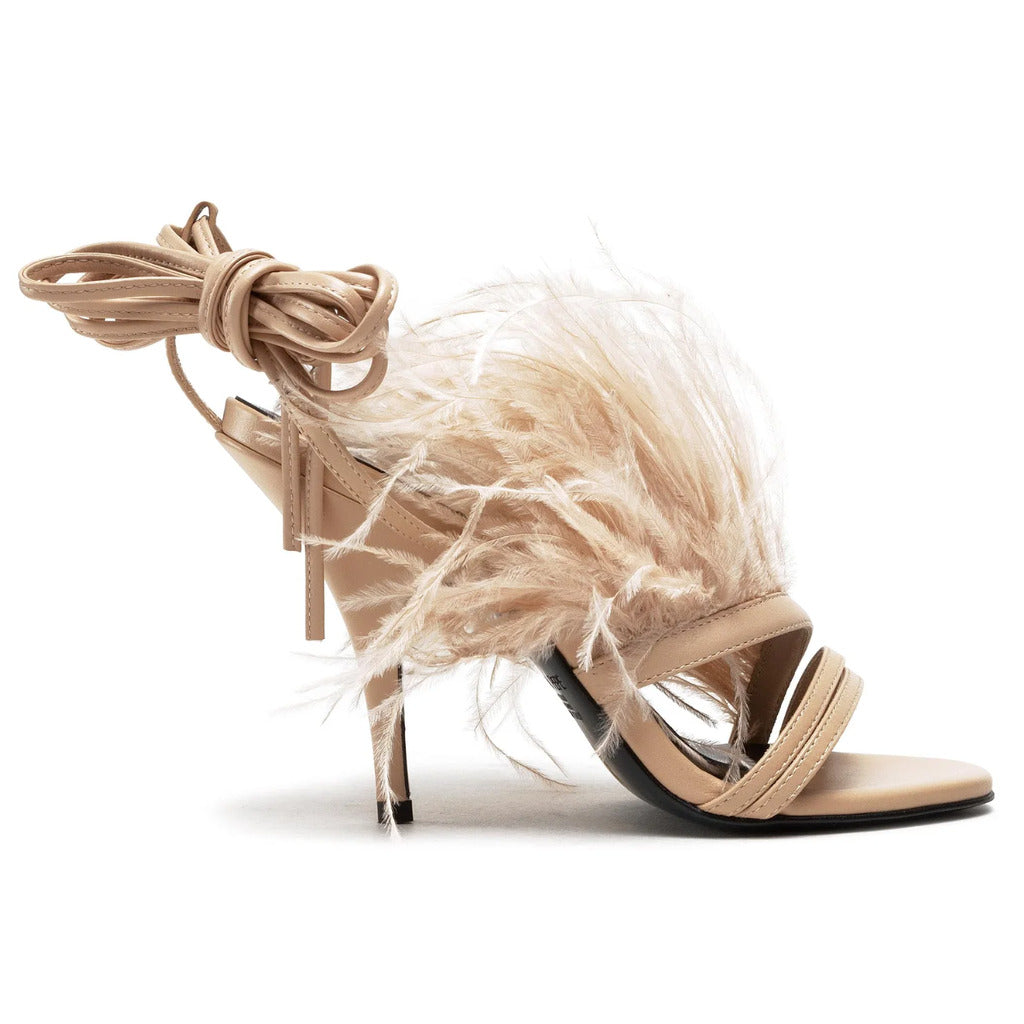 Patrizia Pepe Calfskin Sandali Pelle Con Piume