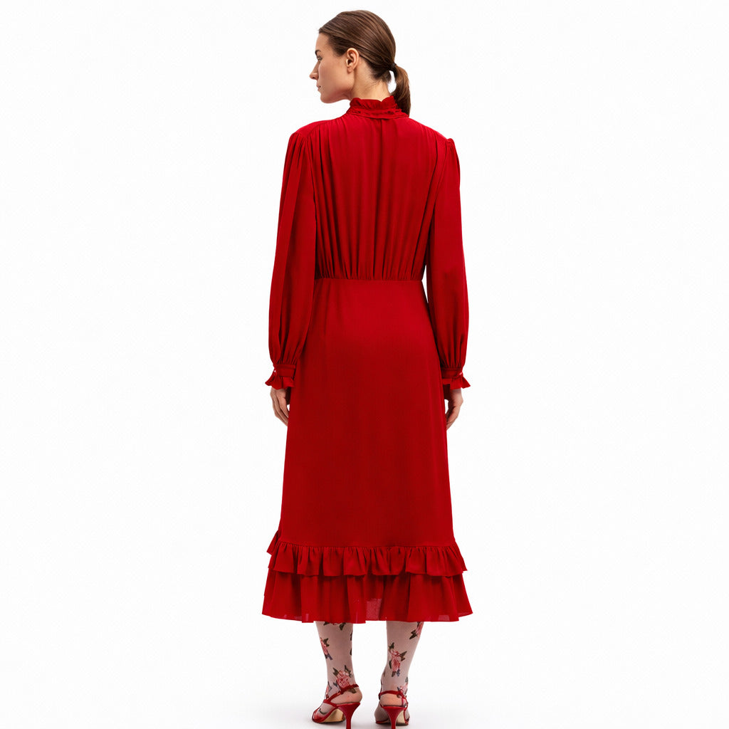 Valentino Garavani Silk Dress Red — view 3