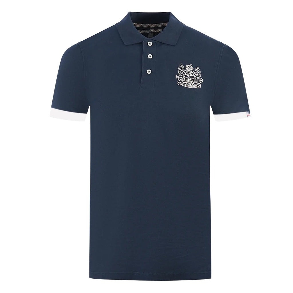 Aquascutum Cotton Polo Shirt, Contrasting Logo On Front — view 2