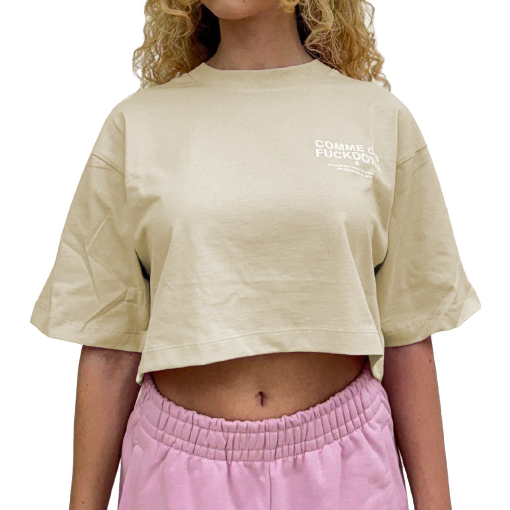 Comme Des Fuckdown Cotton T-Shirt Corta Stampa Logo — view 2