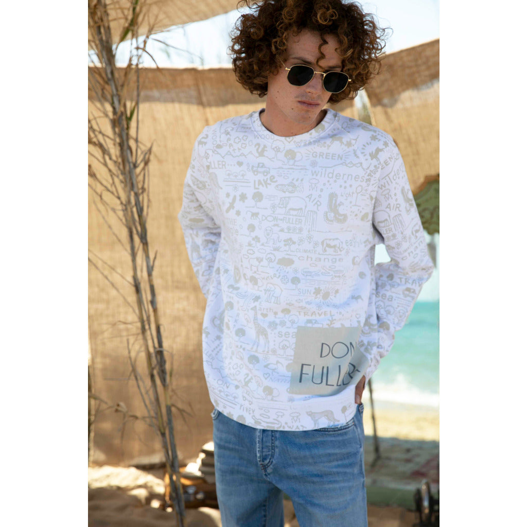 Don The Fuller Cotton T-Shirt, White Color, Brand Design All Over