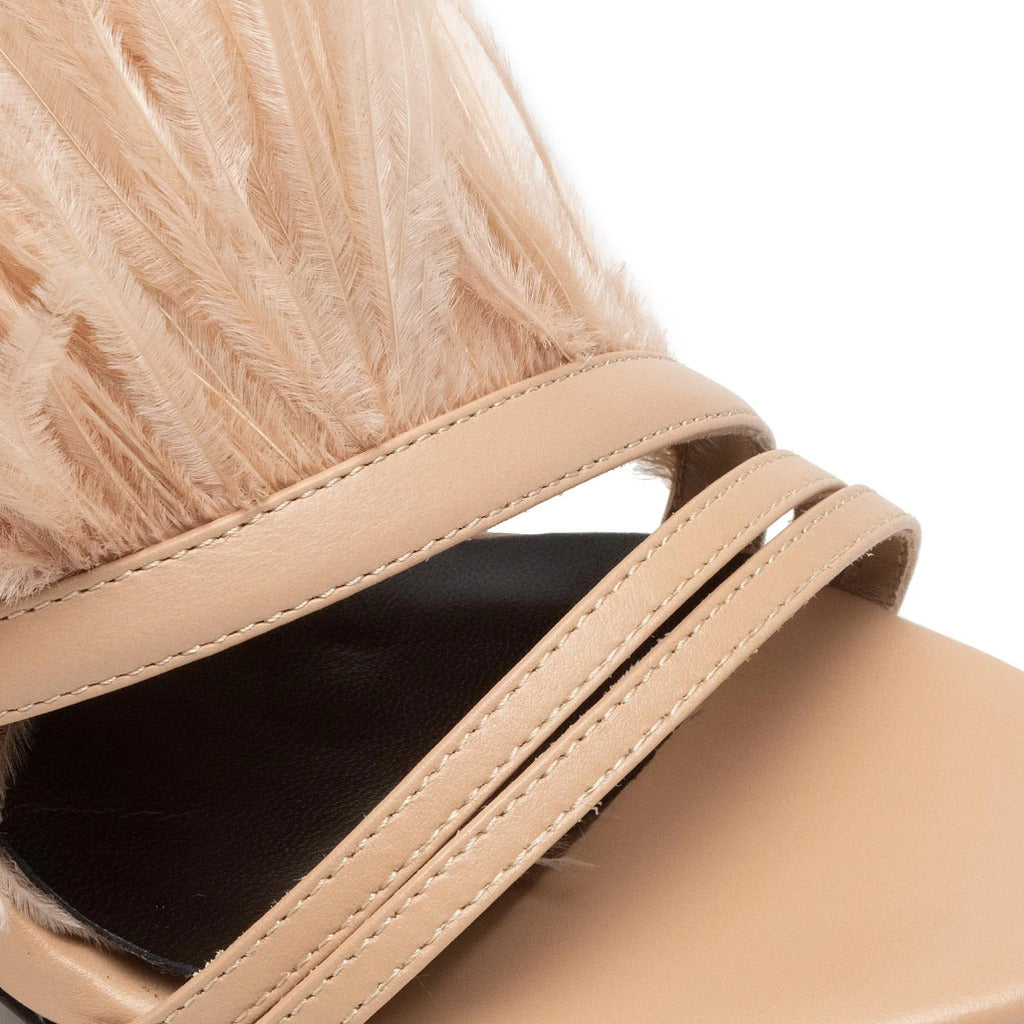Patrizia Pepe Calfskin Sandali Pelle Con Piume — view 7