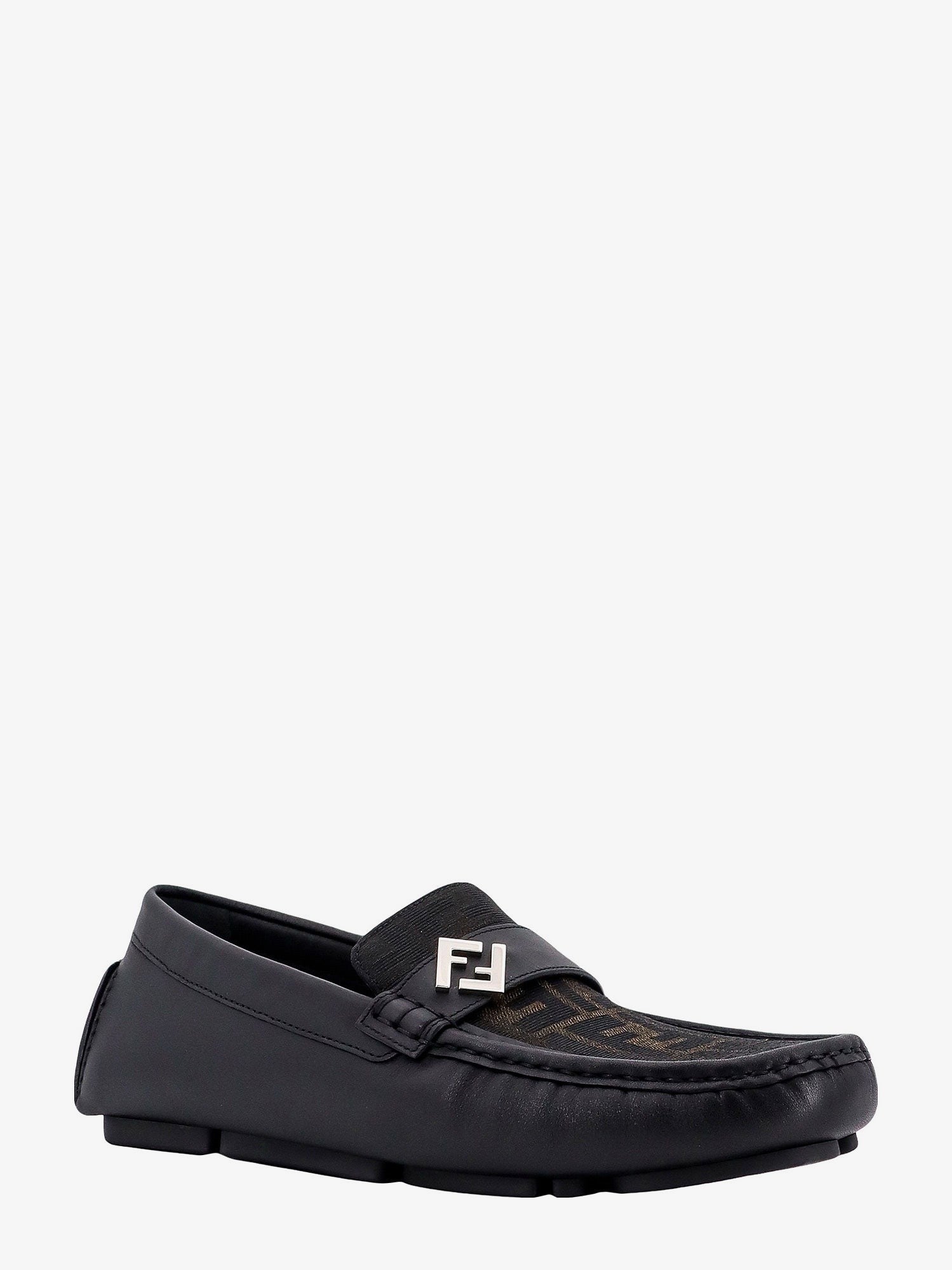 Fendi Leather and canvas loafers