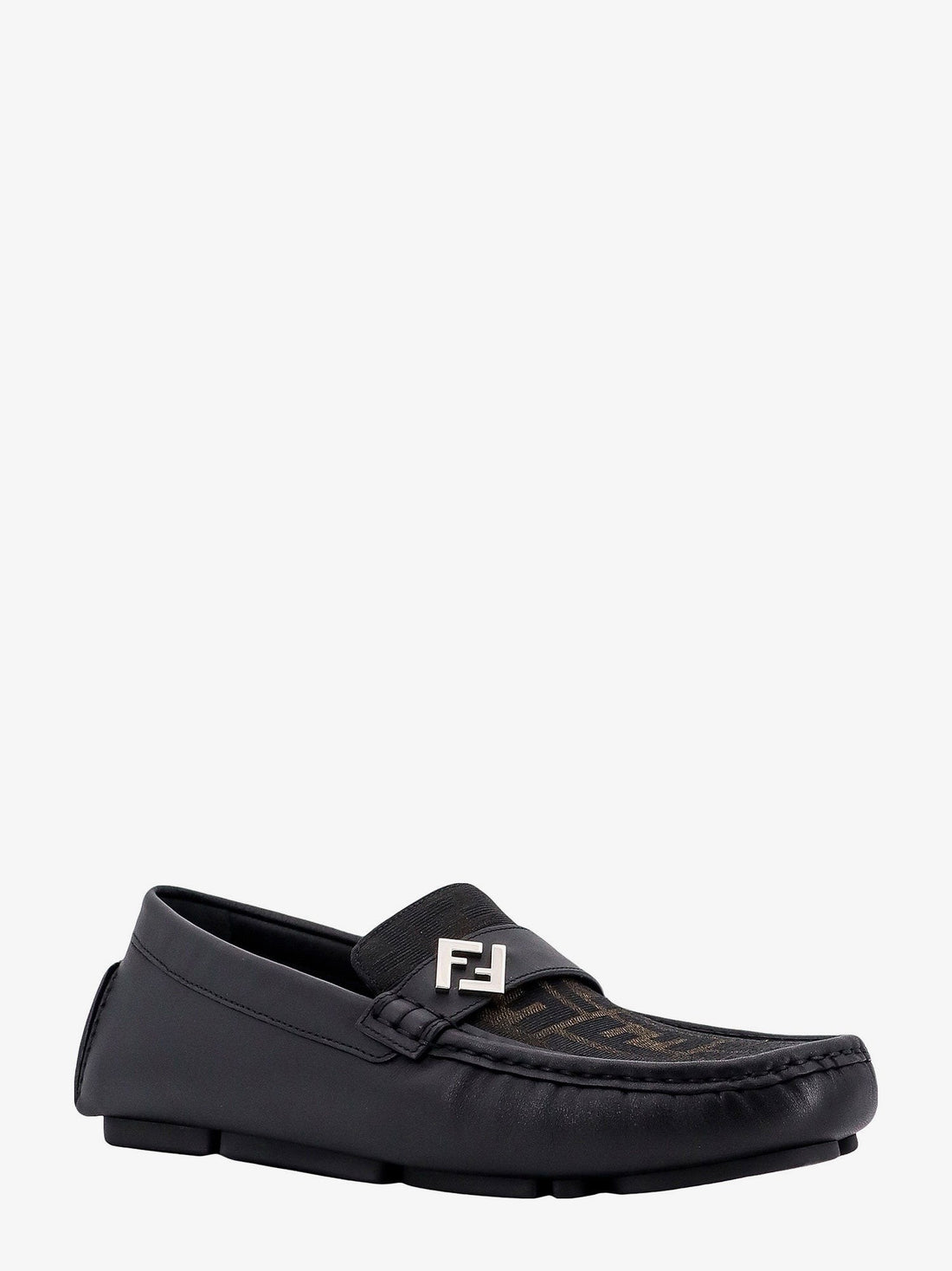 Fendi Leather and canvas loafers