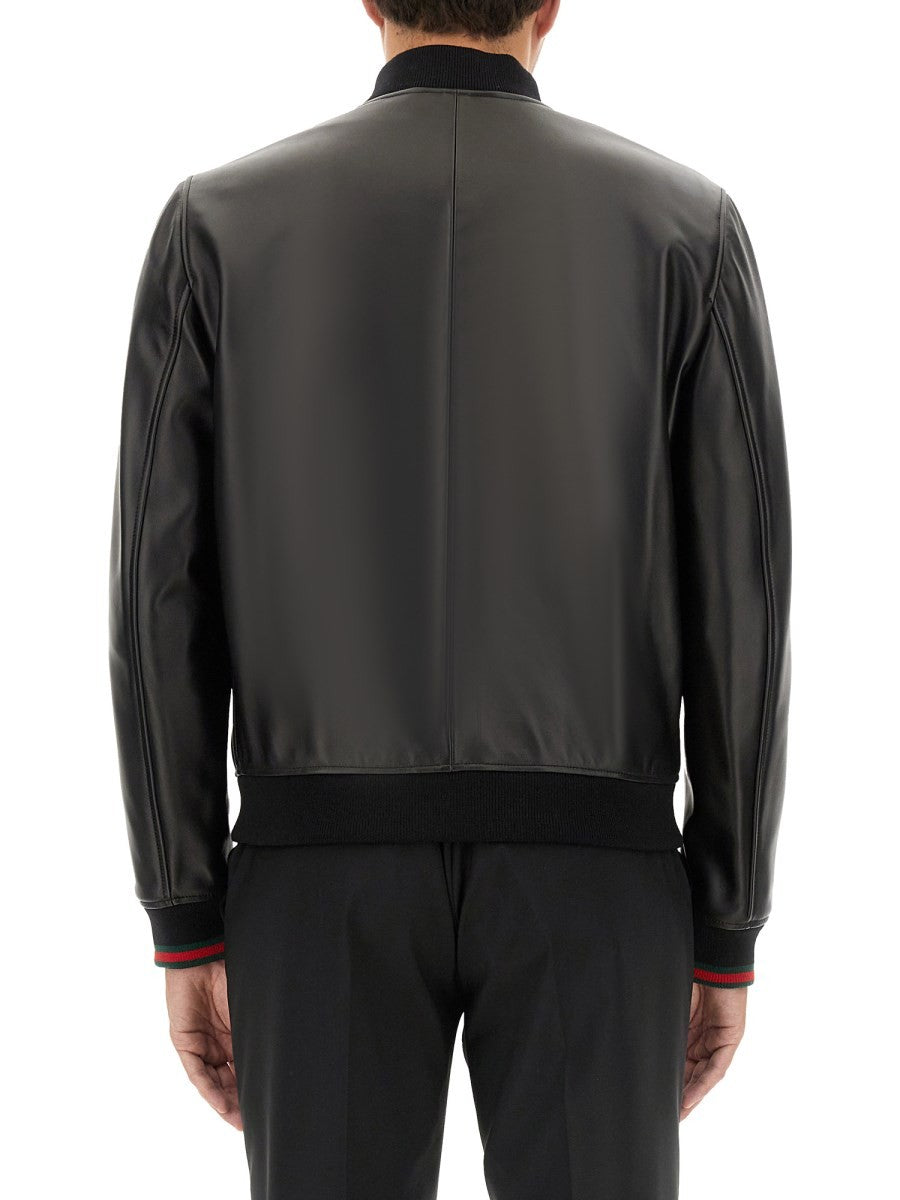 Gucci LEATHER BOMBER JACKET