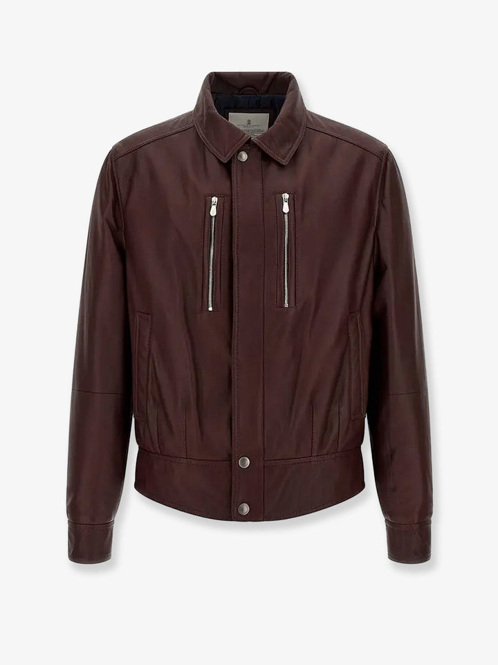 Brunello Cucinelli Leather bomber with padding