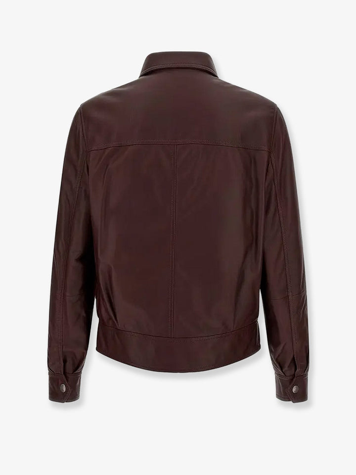 Brunello Cucinelli Leather bomber with padding