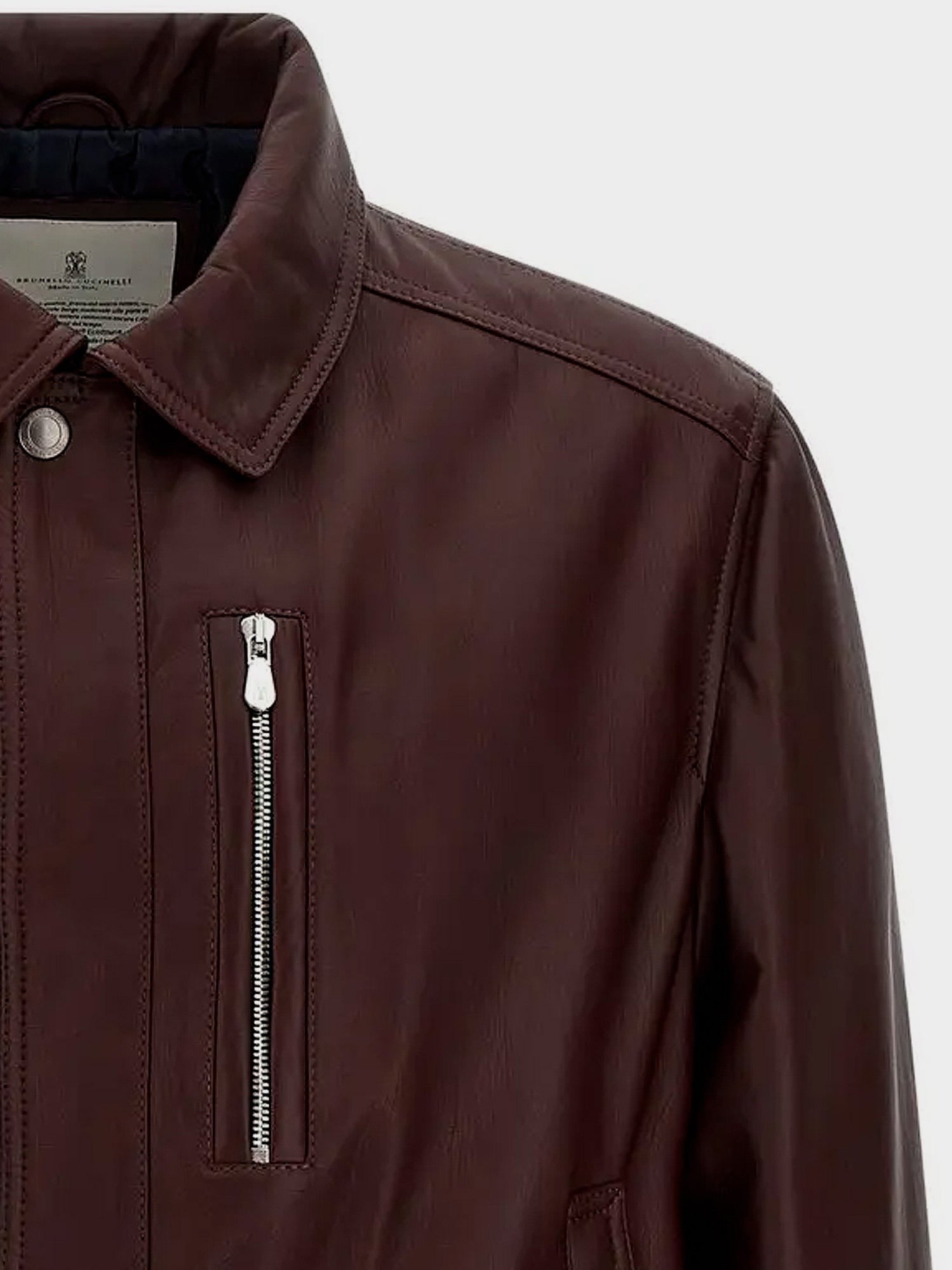 Brunello Cucinelli Leather bomber with padding