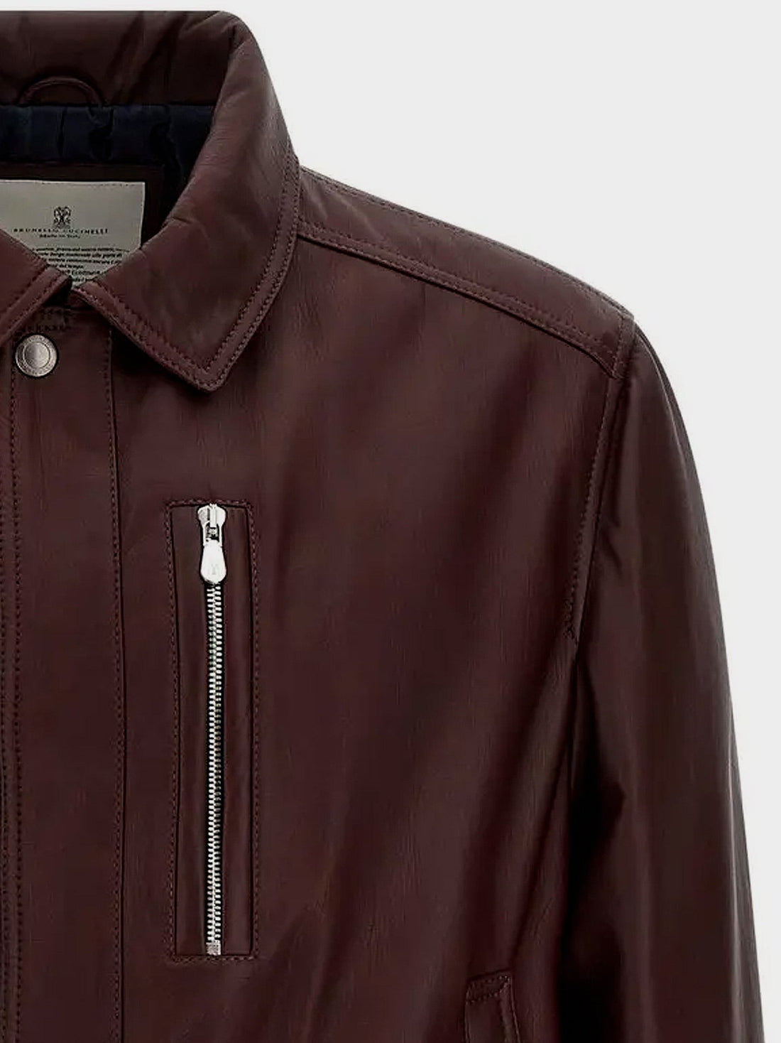 Brunello Cucinelli Leather bomber with padding