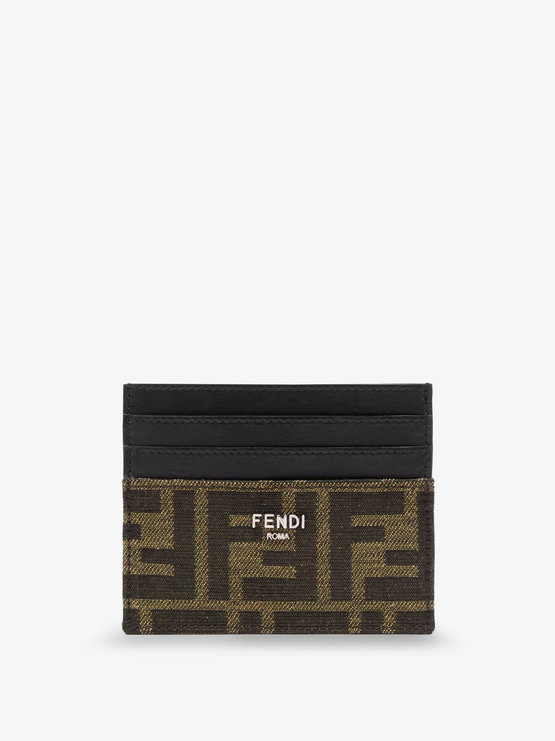 Fendi Leather card holder with FF Jacquard fabric inserts