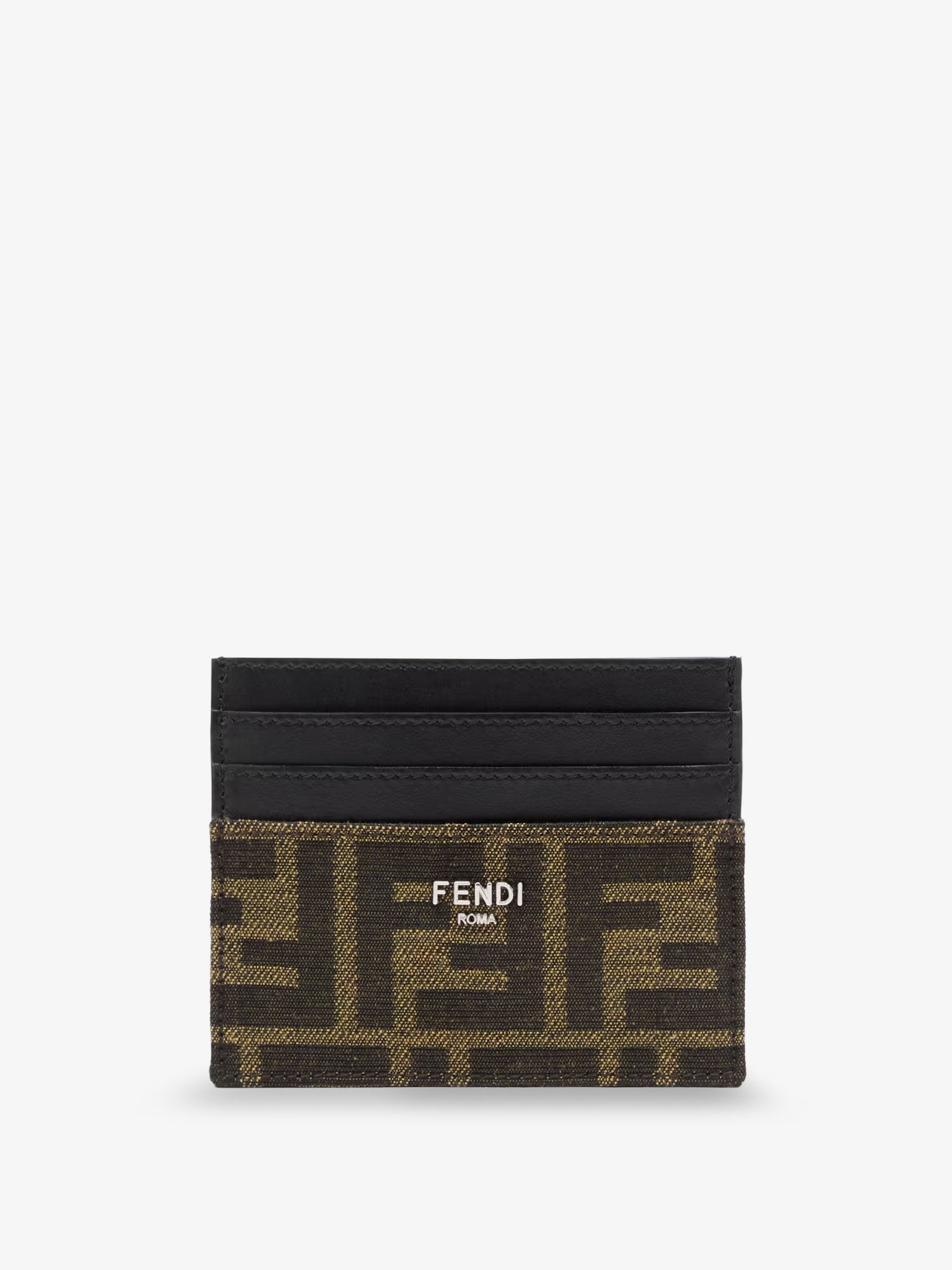 Fendi Leather card holder with FF Jacquard fabric inserts