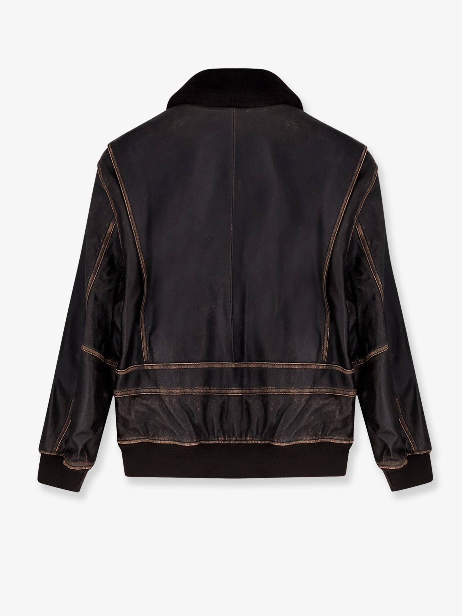 DUNST Leather jacket with shearling collar