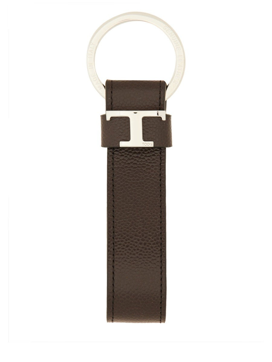 TOD'S "T TIMELESS" LOGO KEYCHAIN