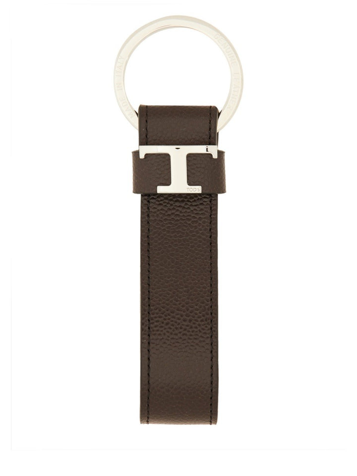 TOD'S "T TIMELESS" LOGO KEYCHAIN