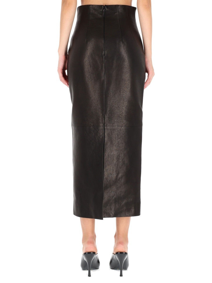 KHAITE LEATHER "LOXLEY" SKIRT