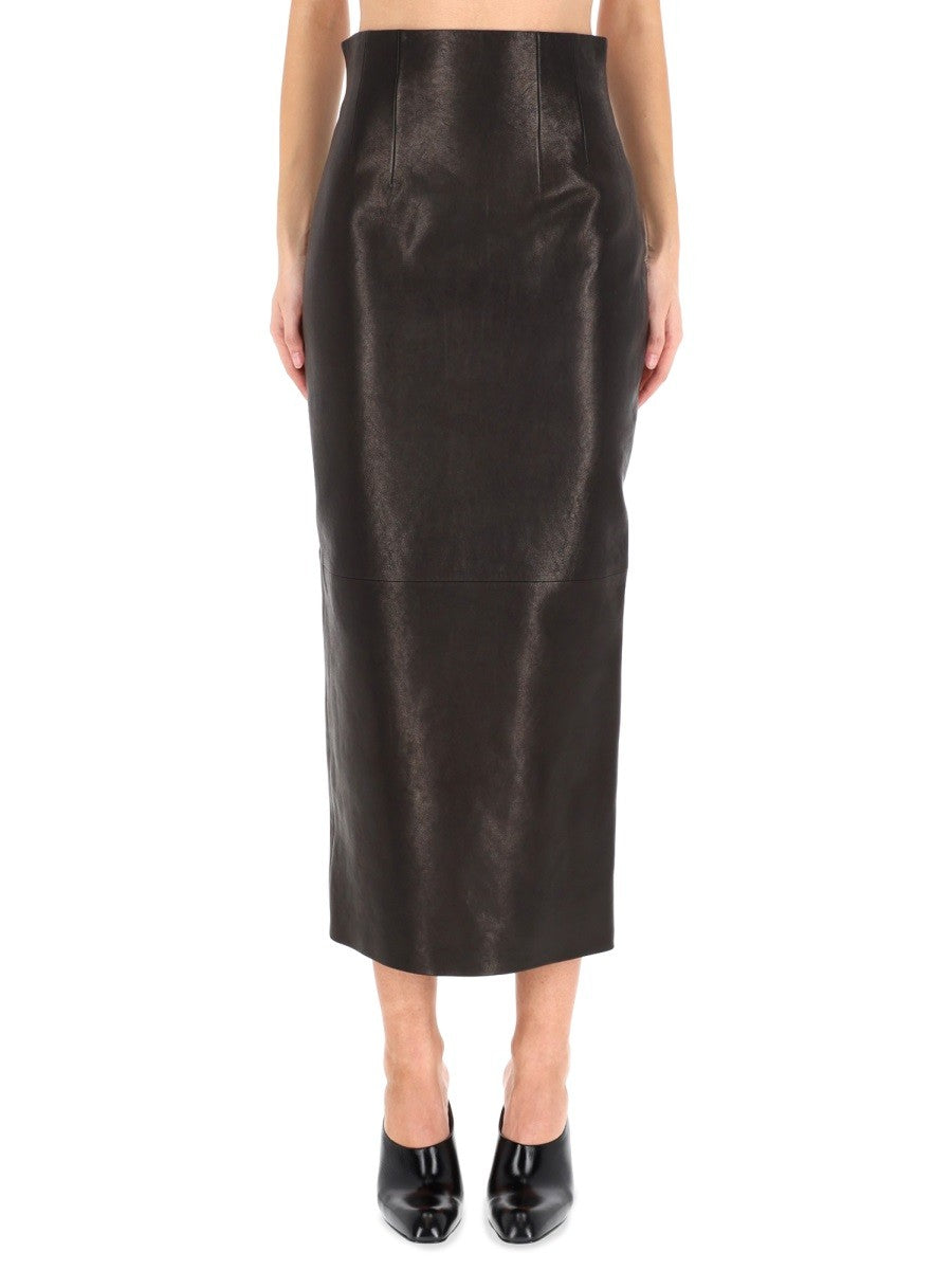 KHAITE LEATHER "LOXLEY" SKIRT