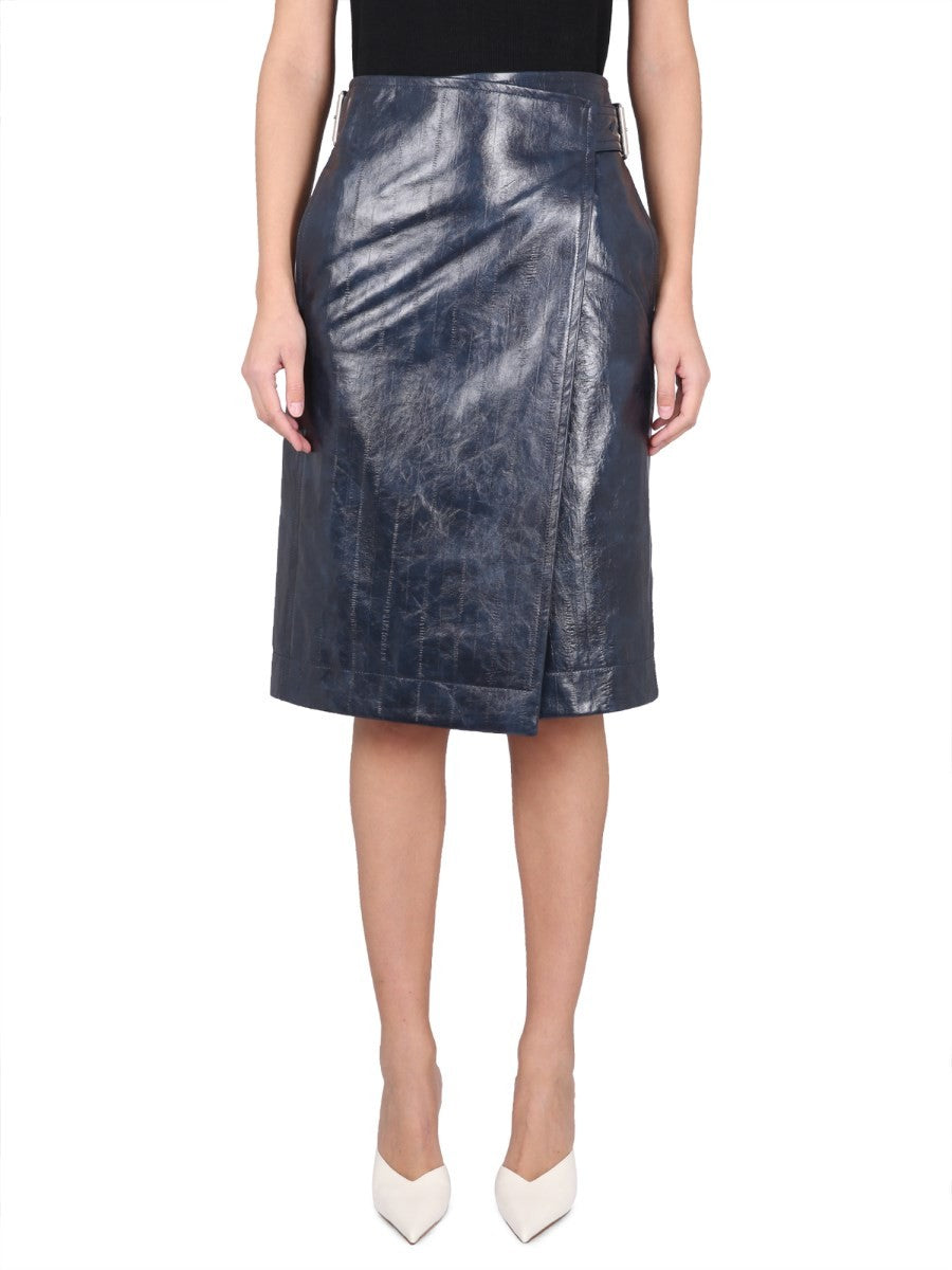 Bottega Veneta LEATHER MIDI SKIRT