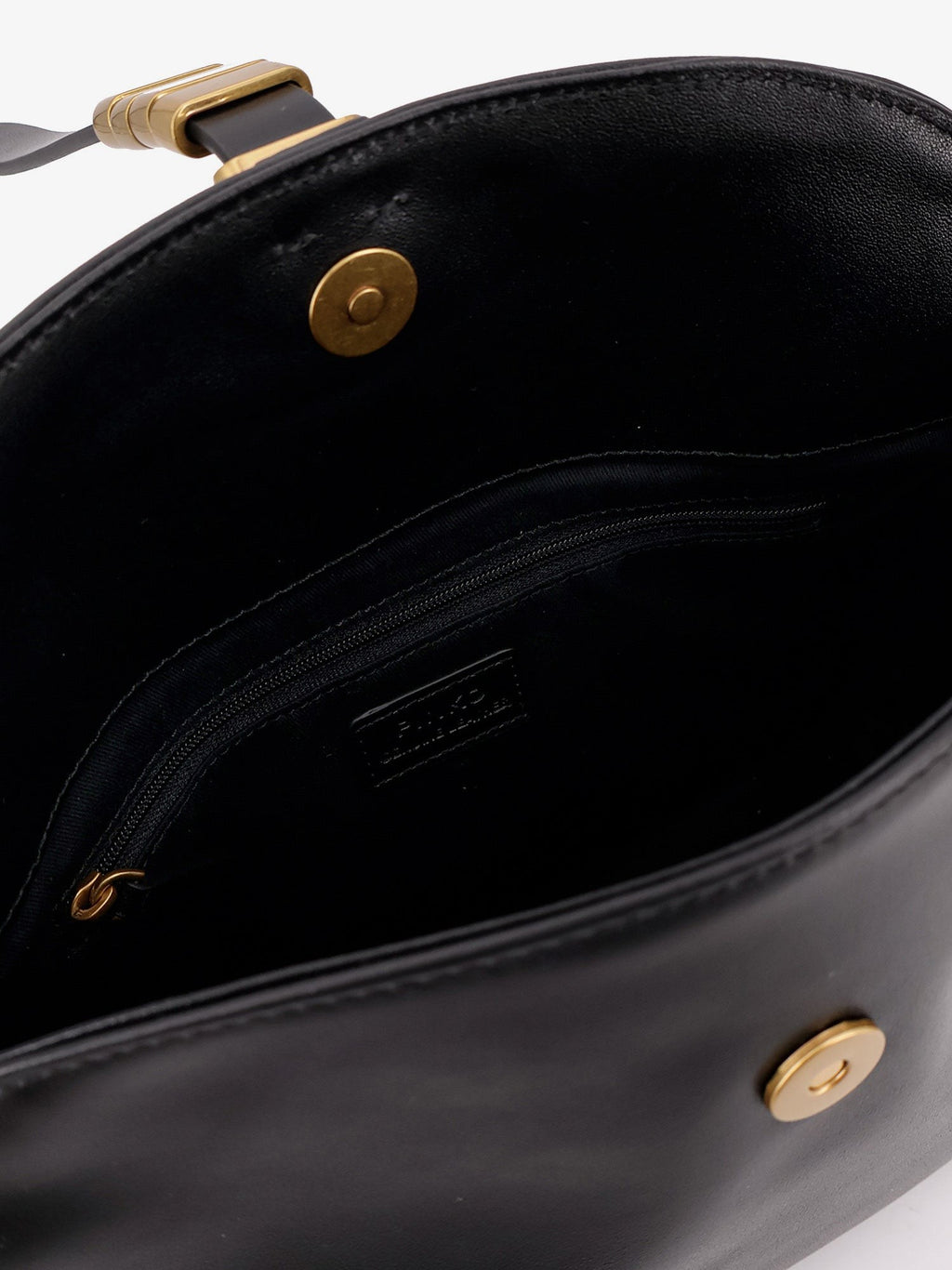 Pinko Leather shoulder bag with metal detail with engraved logo