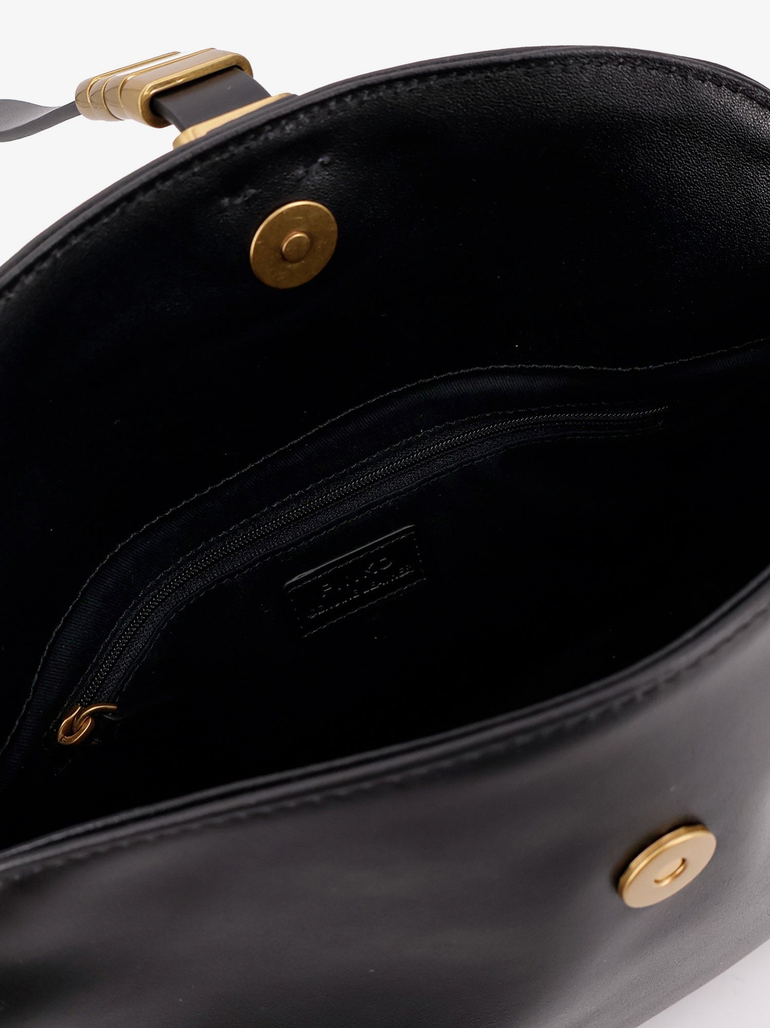 Pinko Leather shoulder bag with metal detail with engraved logo