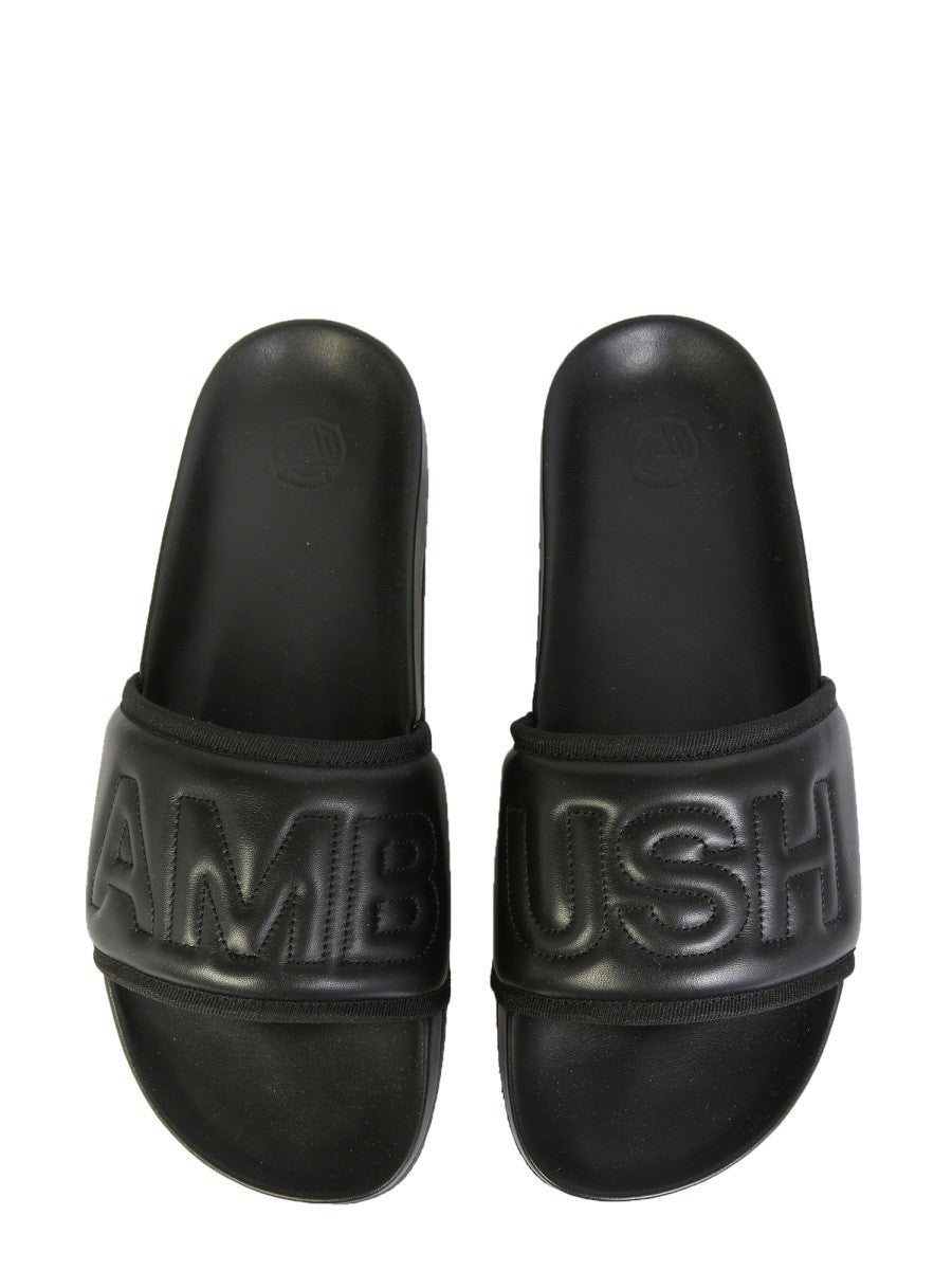 AMBUSH LEATHER SLIDE SANDALS