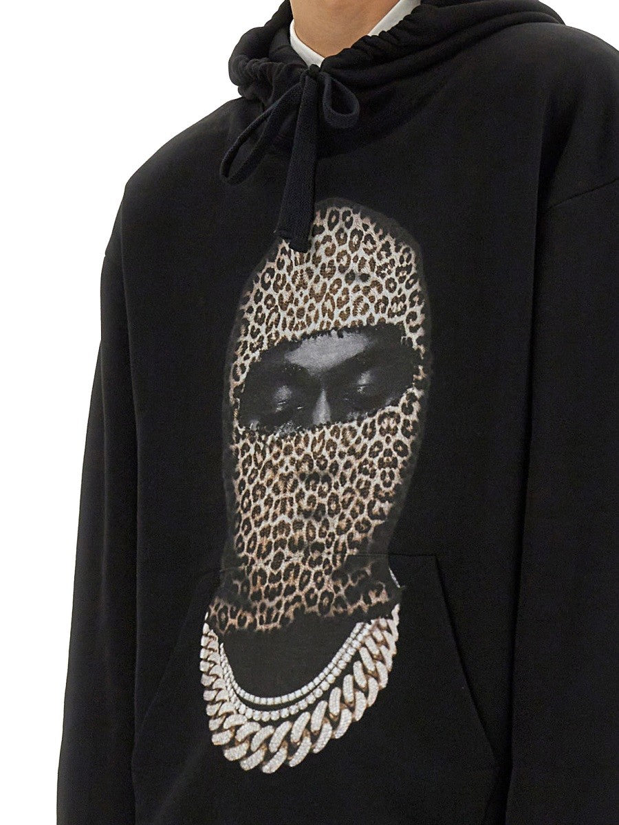 IH NOM UH NIT LEOPARD MASK PRINT SWEATSHIRT