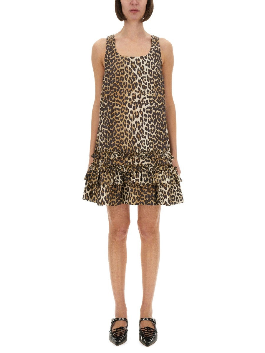 GANNI LEOPARD MINI DRESS