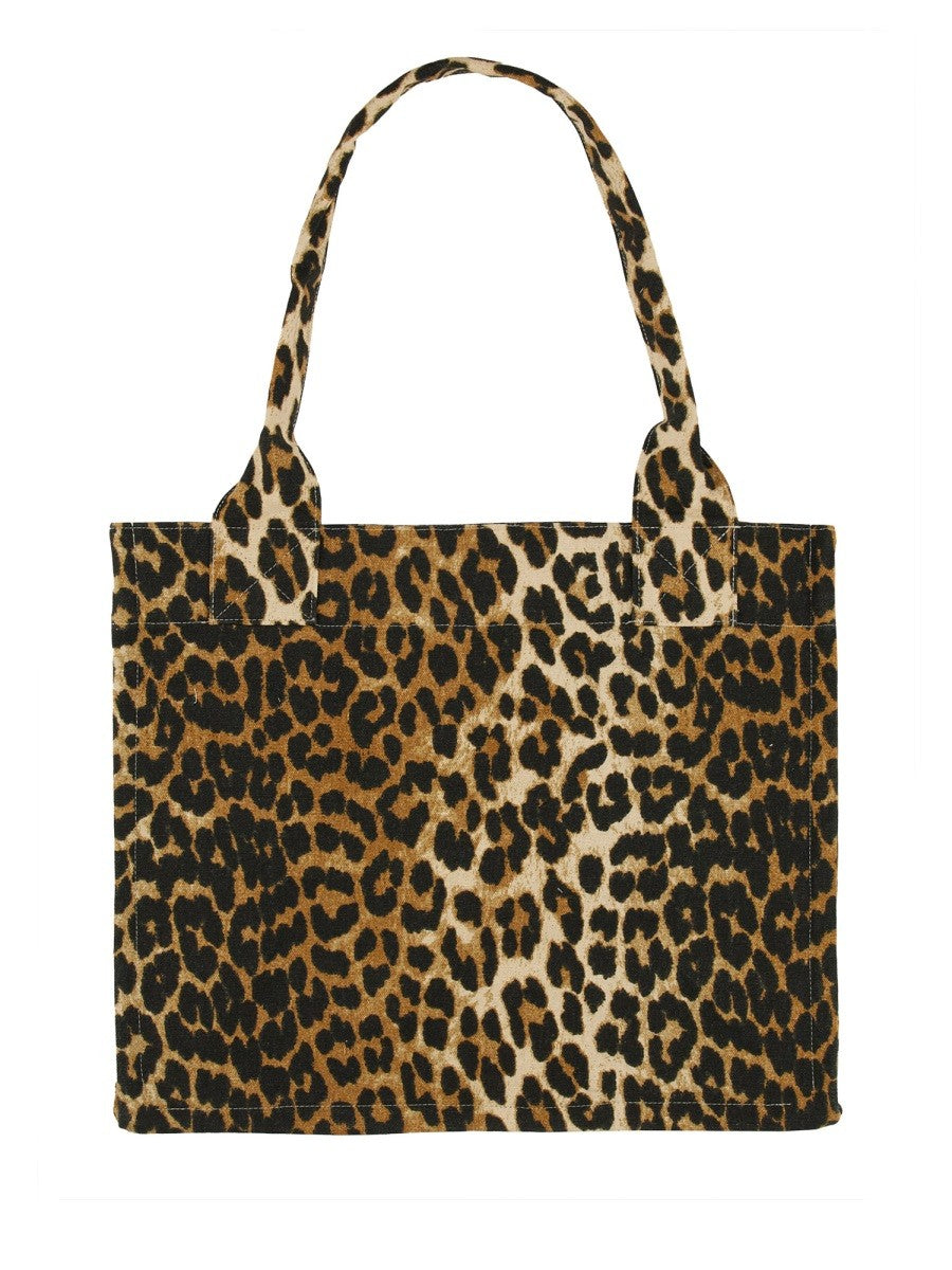 GANNI LEOPARD PRINT TOTE BAG