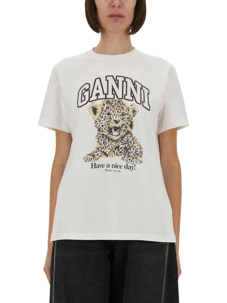 GANNI "LEOPARD" T-SHIRT