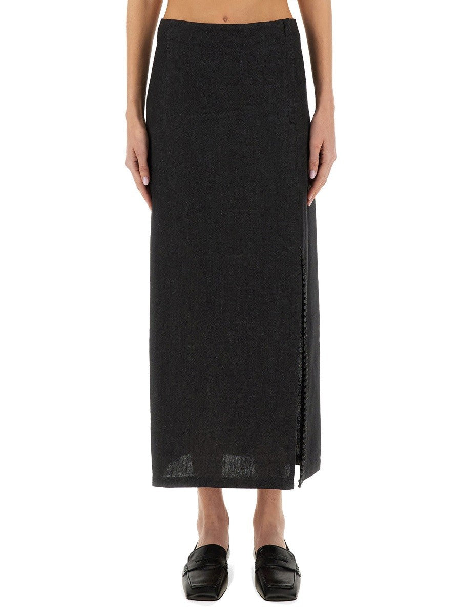 ALYSI LINEN SKIRT WITH SLIT