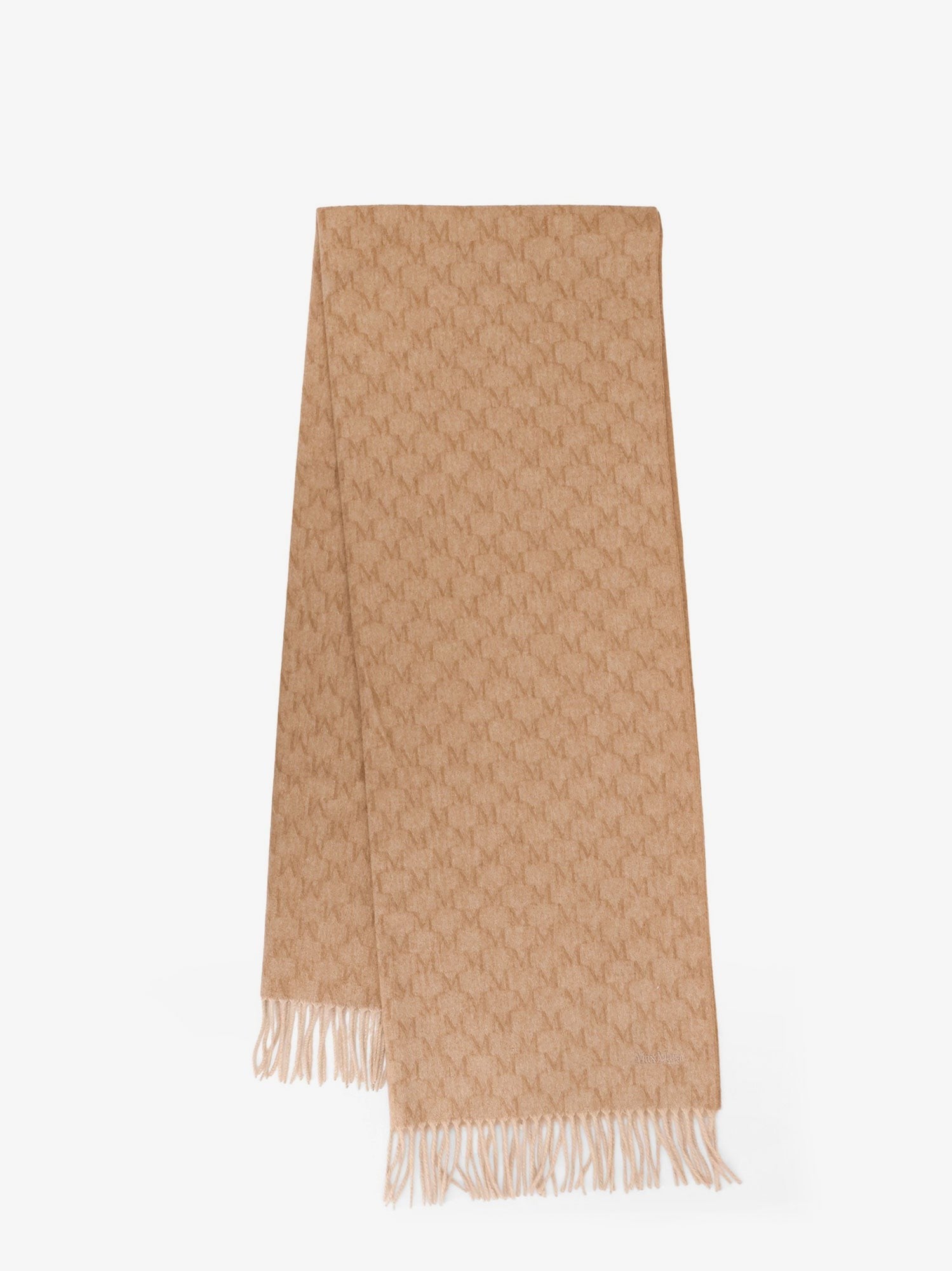 Max Mara Logo camel scarf with all-over logo